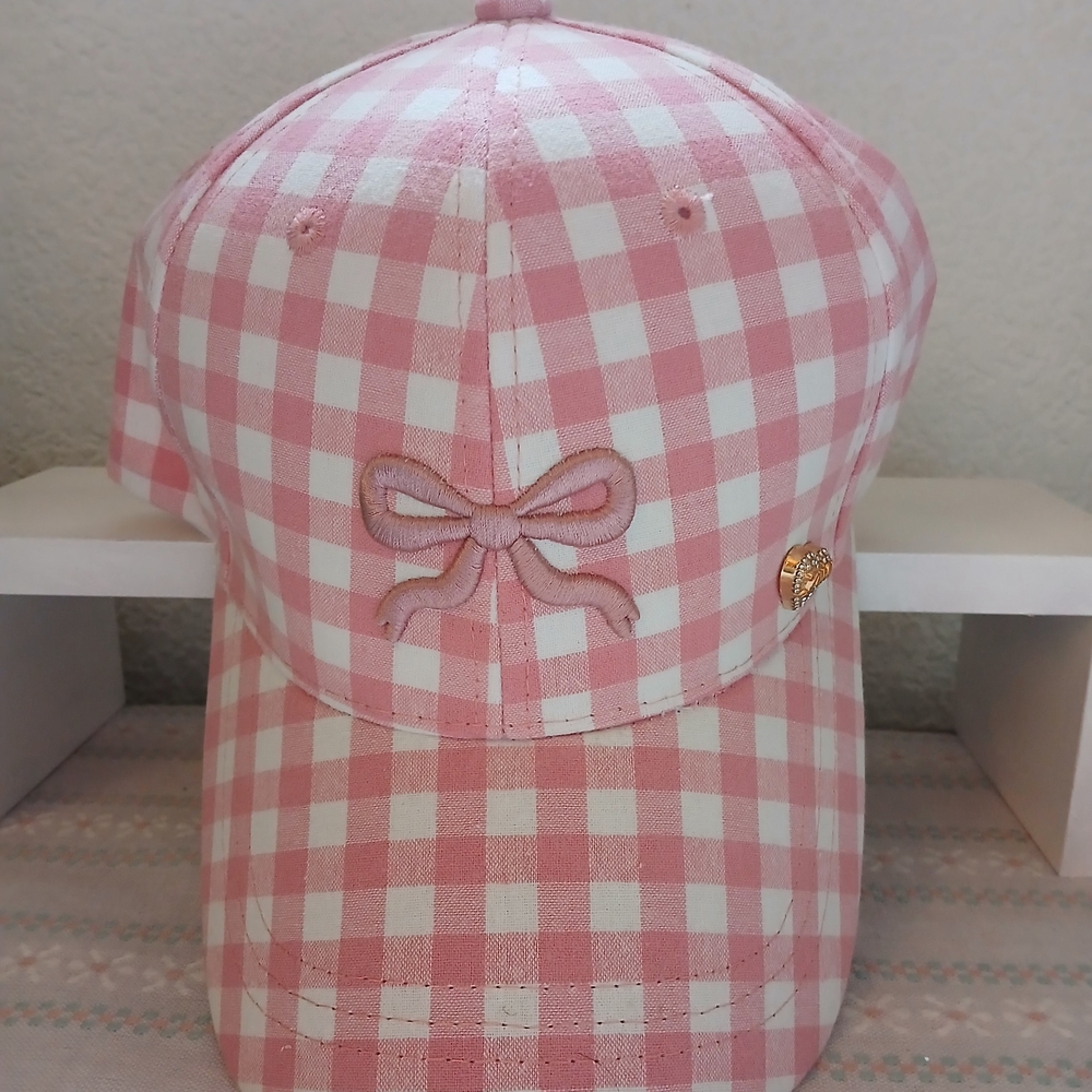 Juicy Couture Pink and White Checkered Hat